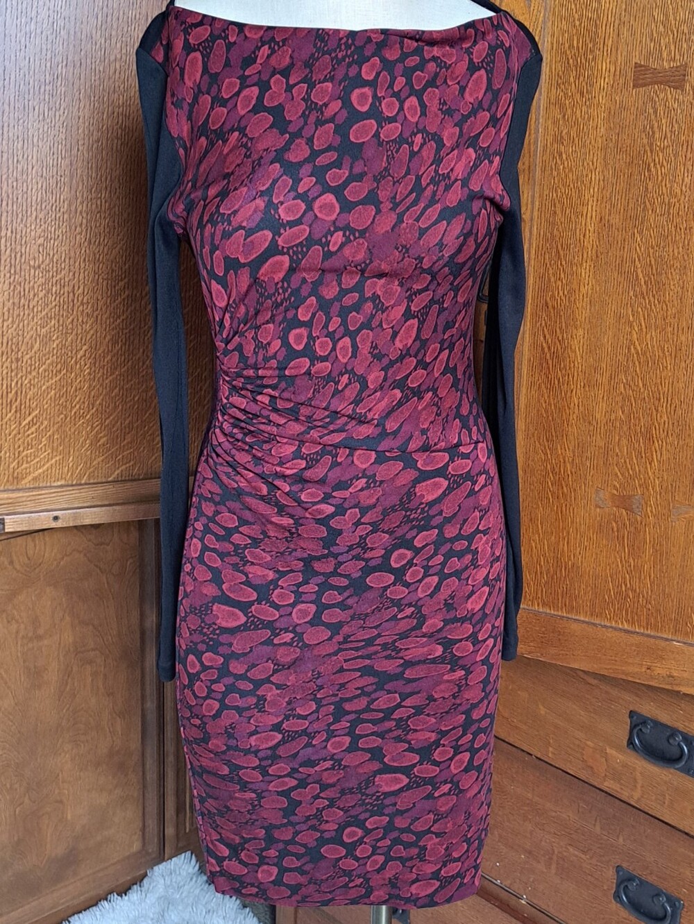 DVF Diane von Furstenberg Kirby Silk Blend Ruched Sheath Dress Sz 8